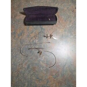 Vintage Eyeglasses Rimless SHUR-ON Bridge w/ Case USA